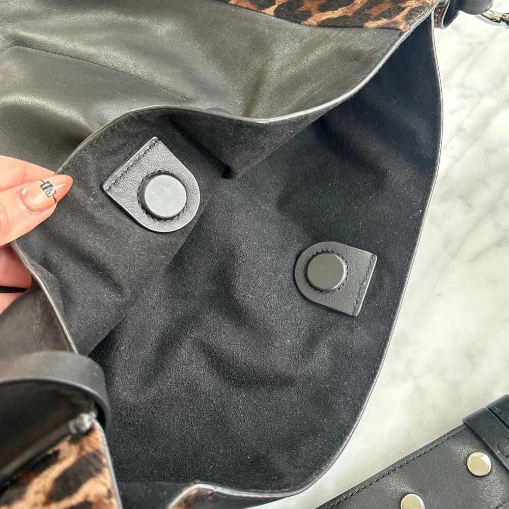 All Saints Black Leather Medium Hobo Tote - Picture 5 of 8
